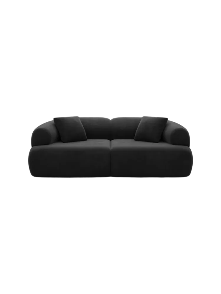 3-Sitzer Design Sofa „Polina“ mit Samtbezug Samtbezug Schwarz BLOOMINGLOFT Collection
