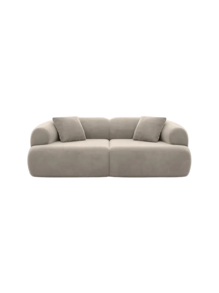 3-Sitzer Design Sofa „Polina“ mit Samtbezug Samtbezug Beige dunkel BLOOMINGLOFT Collection