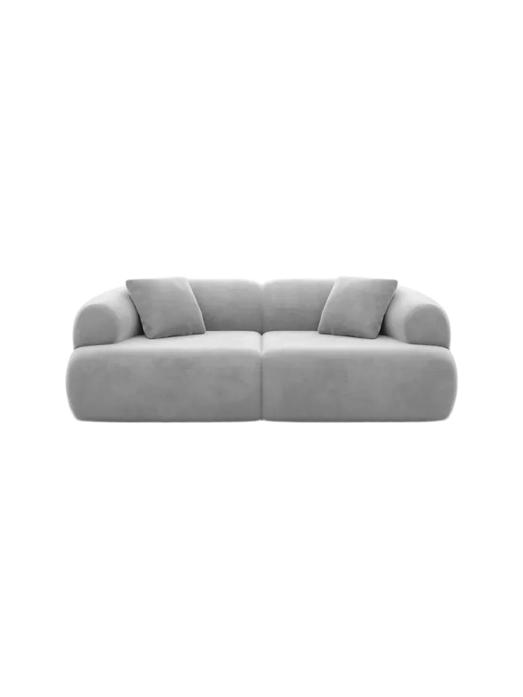 3-Sitzer Design Sofa „Polina“ mit Samtbezug Samtbezug Hellgrau BLOOMINGLOFT Collection