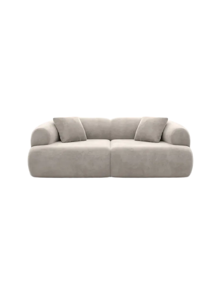 3-Sitzer Design Sofa „Polina“ mit Samtbezug Samtbezug Sand BLOOMINGLOFT Collection
