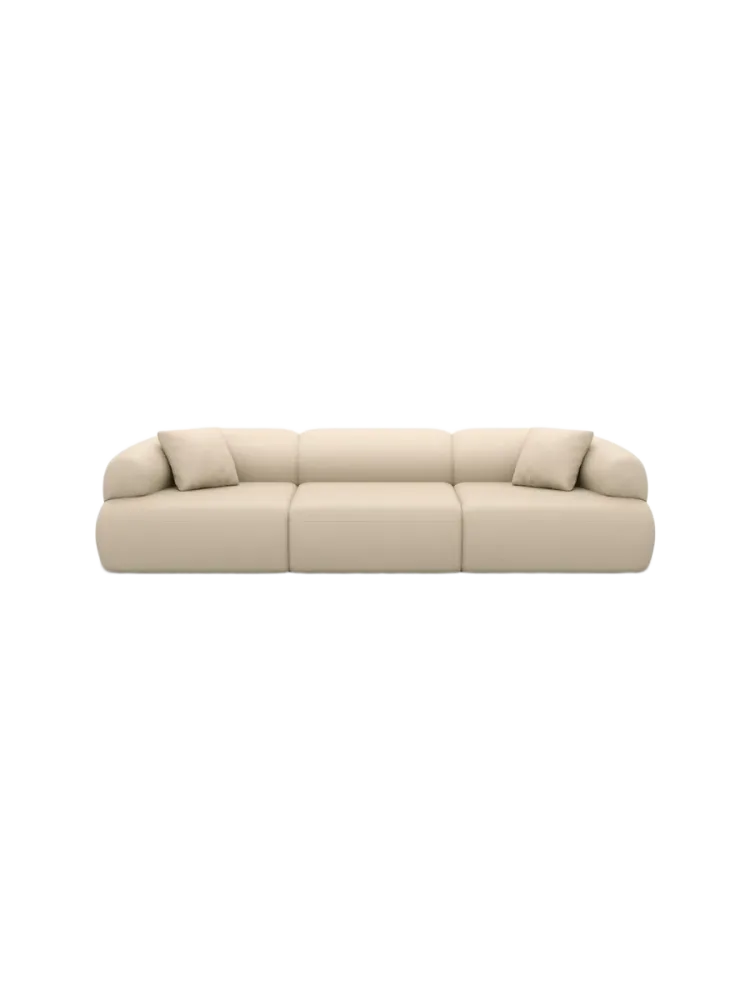 4-Sitzer Design Echtleder Sofa „Polina“ Echtleder Beige BLOOMINGLOFT Collection