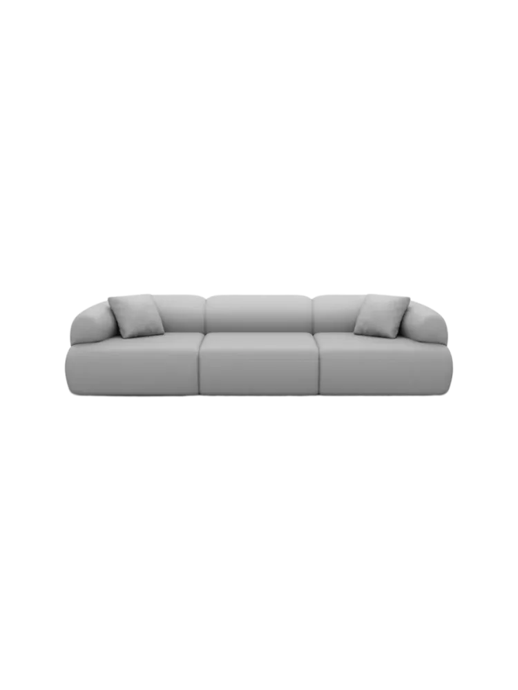 4-Sitzer Design Echtleder Sofa „Polina“ Echtleder Light Grey BLOOMINGLOFT Collection