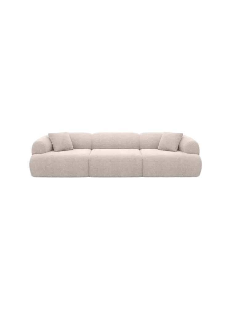4-Sitzer Design Sofa „Polina“ mit Strukturstoff-Bezug Strukturstoff Beige BLOOMINGLOFT Collection