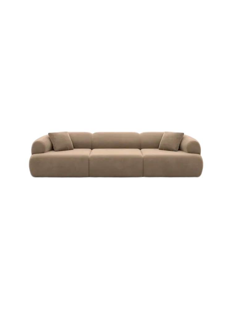 4-Sitzer Design Sofa „Polina“ mit Samtbezug Samtbezug Braun BLOOMINGLOFT Collection