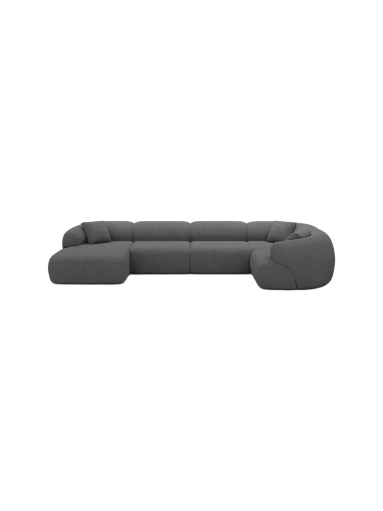 6-Sitzer Design Panorama-Sofa „Polina XL“ mit Bouclé-Bezug Bouclé Graphit BLOOMINGLOFT Collection