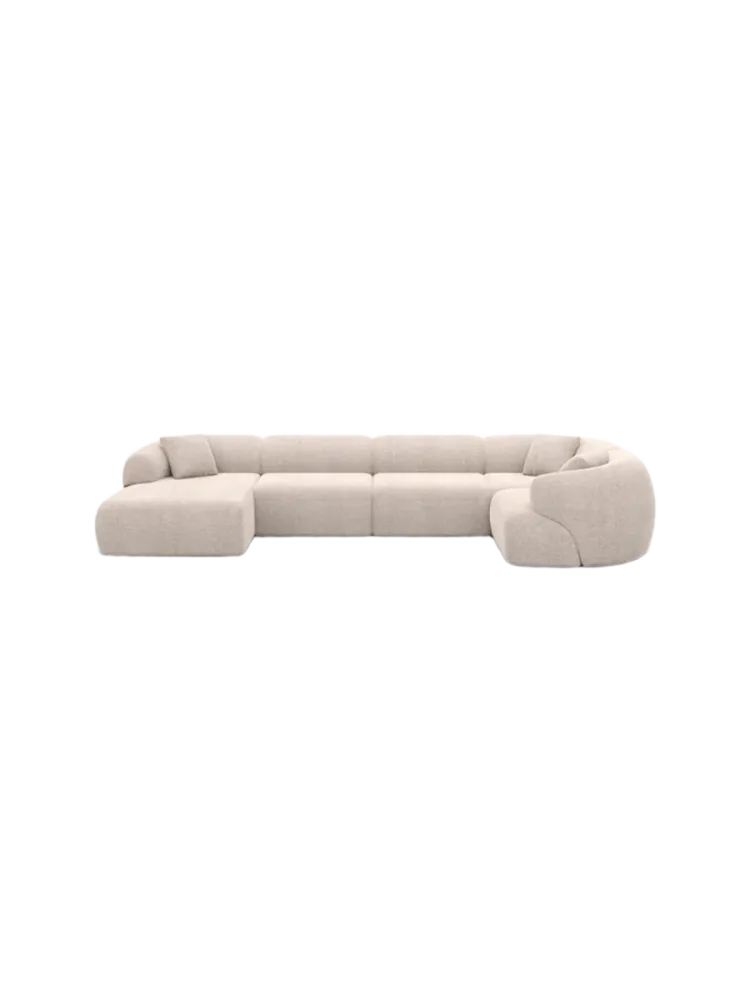 6-Sitzer Design Panorama-Sofa „Polina XL“ mit Strukturstoff-Bezug Strukturstoff Beige BLOOMINGLOFT Collection