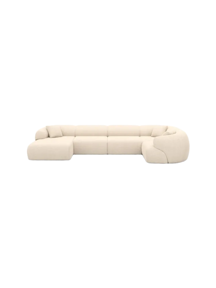 6-Sitzer Design Panorama-Sofa „Polina XL“ mit Strukturstoff-Bezug Strukturstoff Cream BLOOMINGLOFT Collection