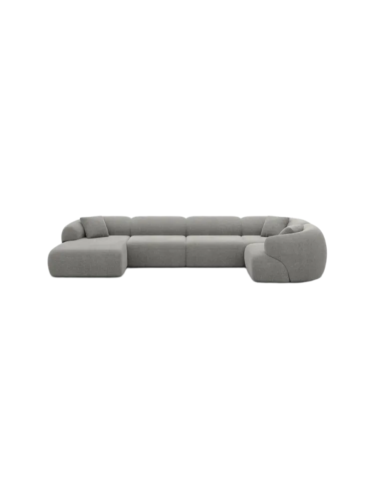 6-Sitzer Design Panorama-Sofa „Polina XL“ mit Strukturstoff-Bezug Strukturstoff Grau BLOOMINGLOFT Collection