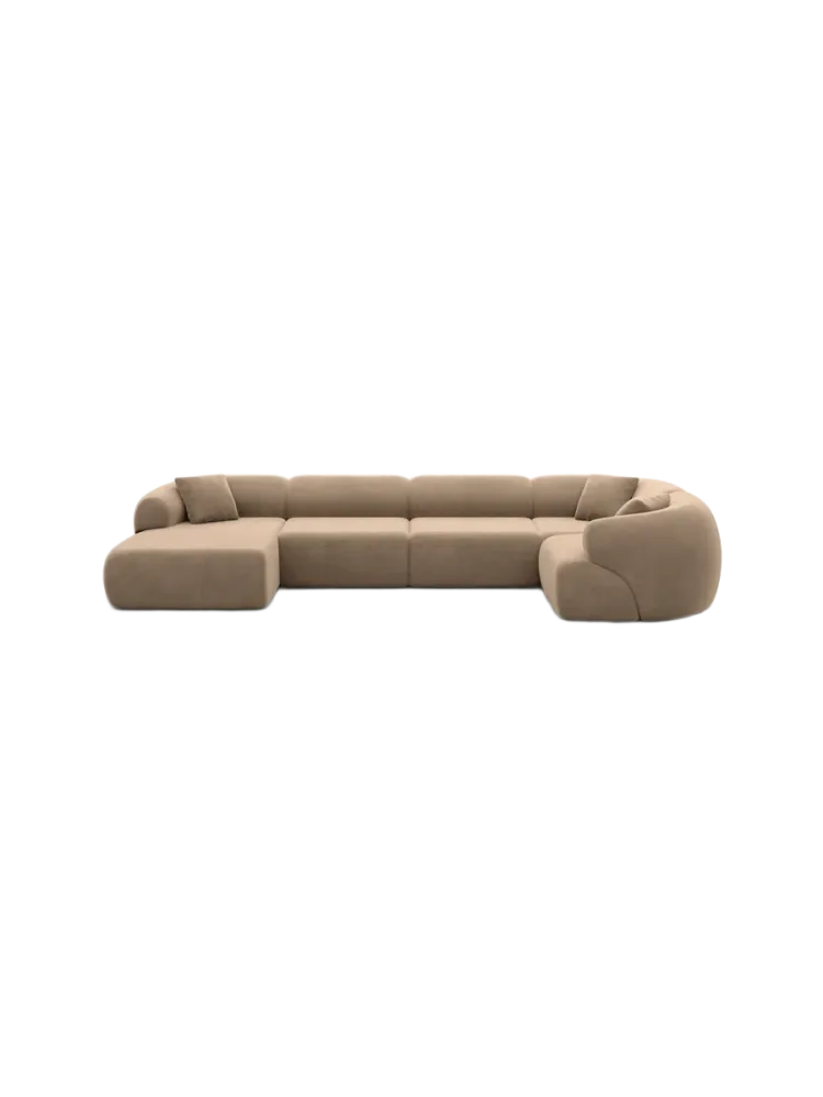 6-Sitzer Design Panorama-Sofa „Polina XL“ mit Samtbezug Samtbezug Braun BLOOMINGLOFT Collection