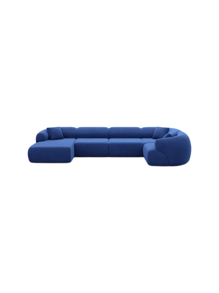 6-Sitzer Design Panorama-Sofa „Polina XL“ mit Samtbezug Samtbezug Königsblau BLOOMINGLOFT Collection
