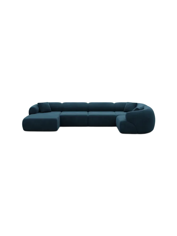 6-Sitzer Design Panorama-Sofa „Polina XL“ mit Samtbezug Samtbezug Petrol dunkel BLOOMINGLOFT Collection