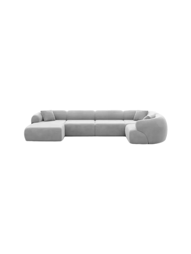 6-Sitzer Design Panorama-Sofa „Polina XL“ mit Samtbezug Samtbezug Hellgrau BLOOMINGLOFT Collection
