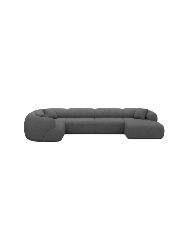 6-Sitzer Design Panorama-Sofa „Polina XL“ mit Bouclé-Bezug Bouclé Graphit BLOOMINGLOFT Collection