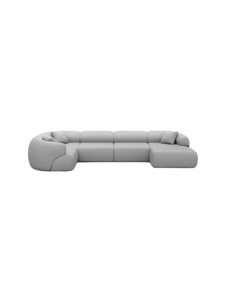 6-Sitzer Design Echtleder Panorama-Sofa „Polina XL“ Echtleder Light Grey BLOOMINGLOFT Collection