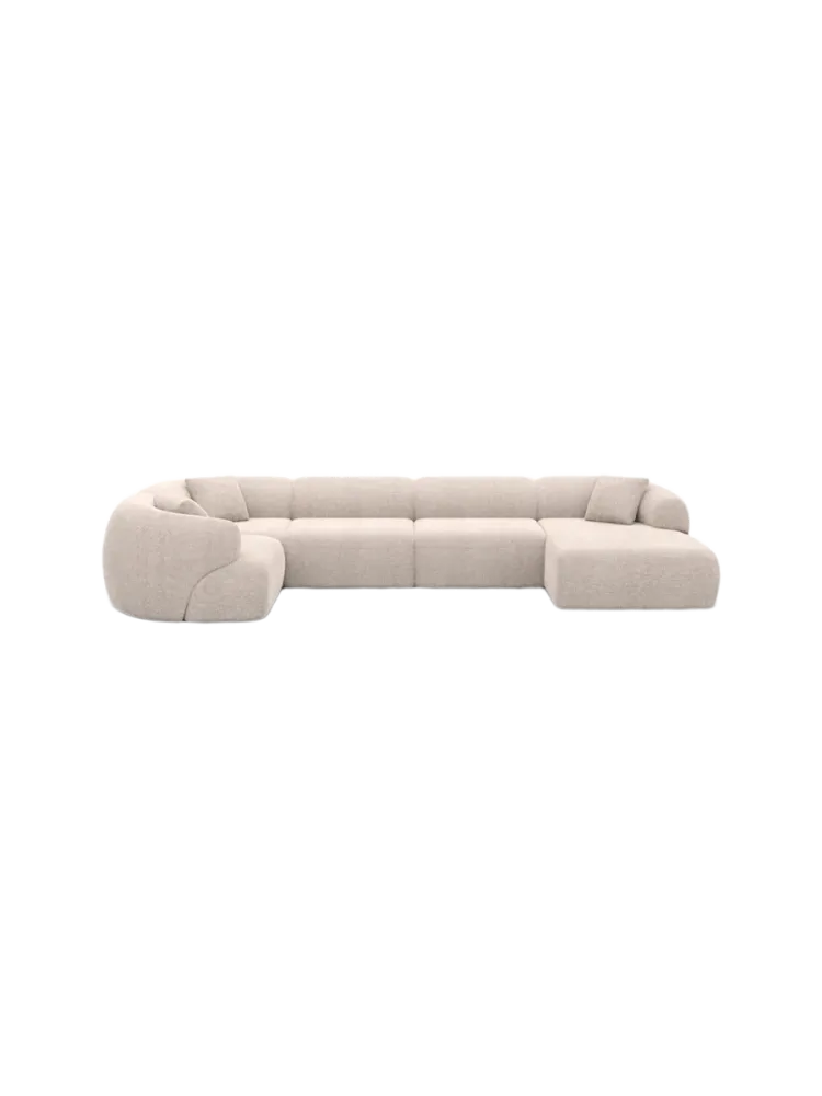 6-Sitzer Design Panorama-Sofa „Polina XL“ mit Strukturstoff-Bezug Strukturstoff Beige BLOOMINGLOFT Collection