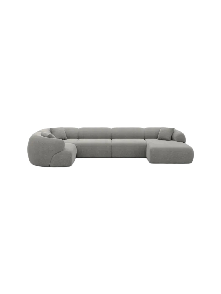 6-Sitzer Design Panorama-Sofa „Polina XL“ mit Strukturstoff-Bezug Strukturstoff Grau BLOOMINGLOFT Collection