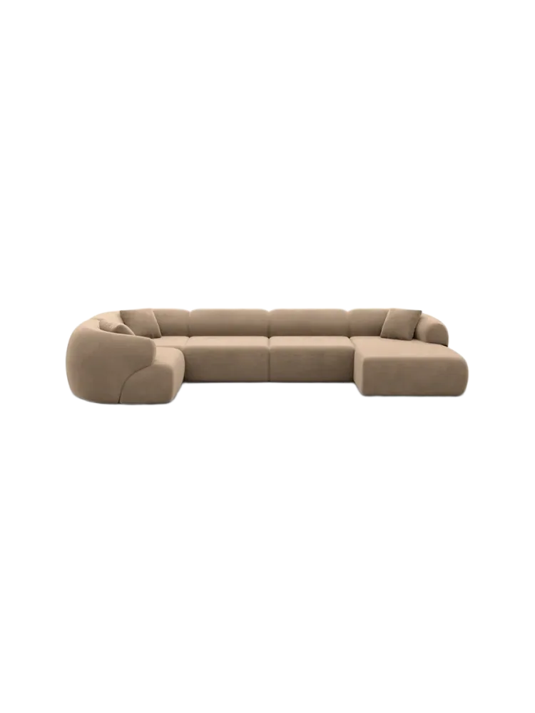 6-Sitzer Design Panorama-Sofa „Polina XL“ mit Samtbezug Samtbezug Braun BLOOMINGLOFT Collection
