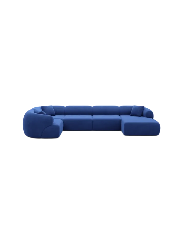 6-Sitzer Design Panorama-Sofa „Polina XL“ mit Samtbezug Samtbezug Königsblau BLOOMINGLOFT Collection