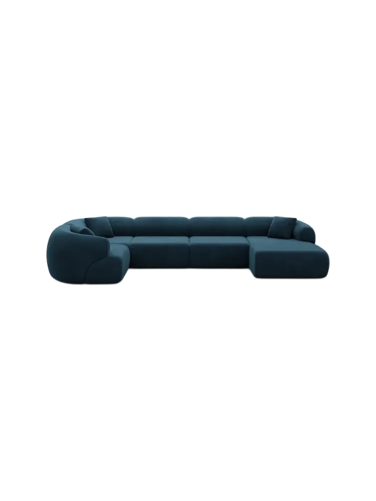 6-Sitzer Design Panorama-Sofa „Polina XL“ mit Samtbezug Samtbezug Petrol dunkel BLOOMINGLOFT Collection
