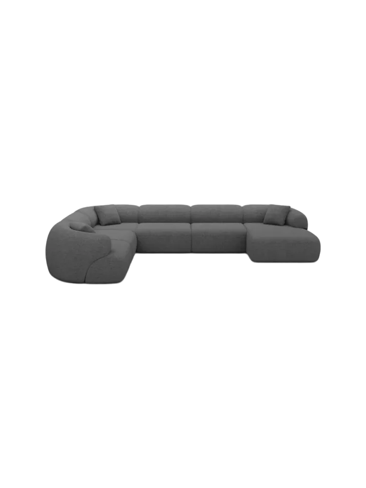 7-Sitzer Design Panorama-Sofa „Polina XXL“ mit Bouclé-Bezug Bouclé Graphit BLOOMINGLOFT Collection
