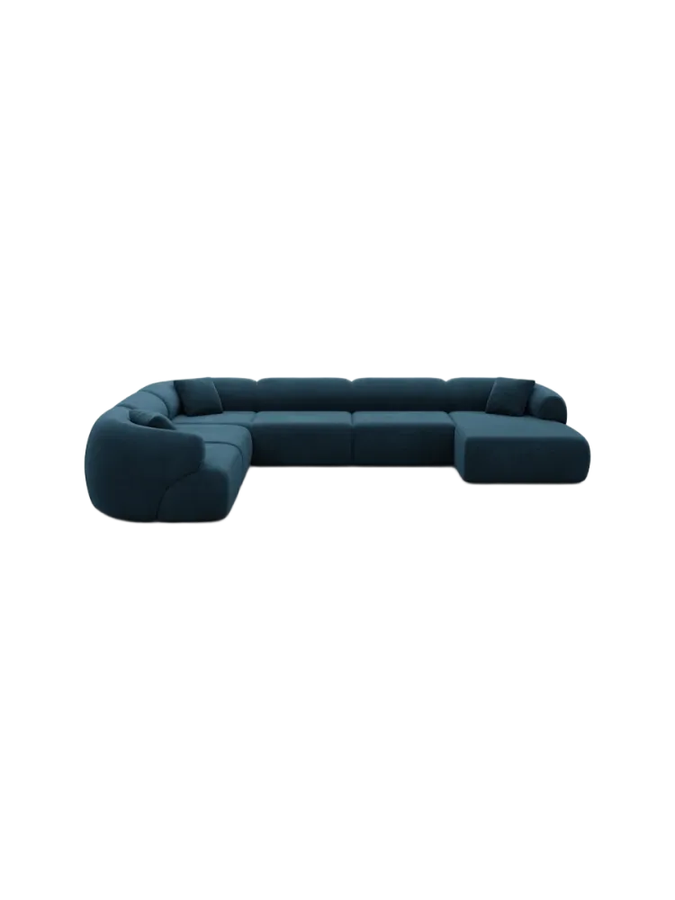 7-Sitzer Design Panorama-Sofa „Polina XXL“ mit Samtbezug Samtbezug Petrol dunkel BLOOMINGLOFT Collection