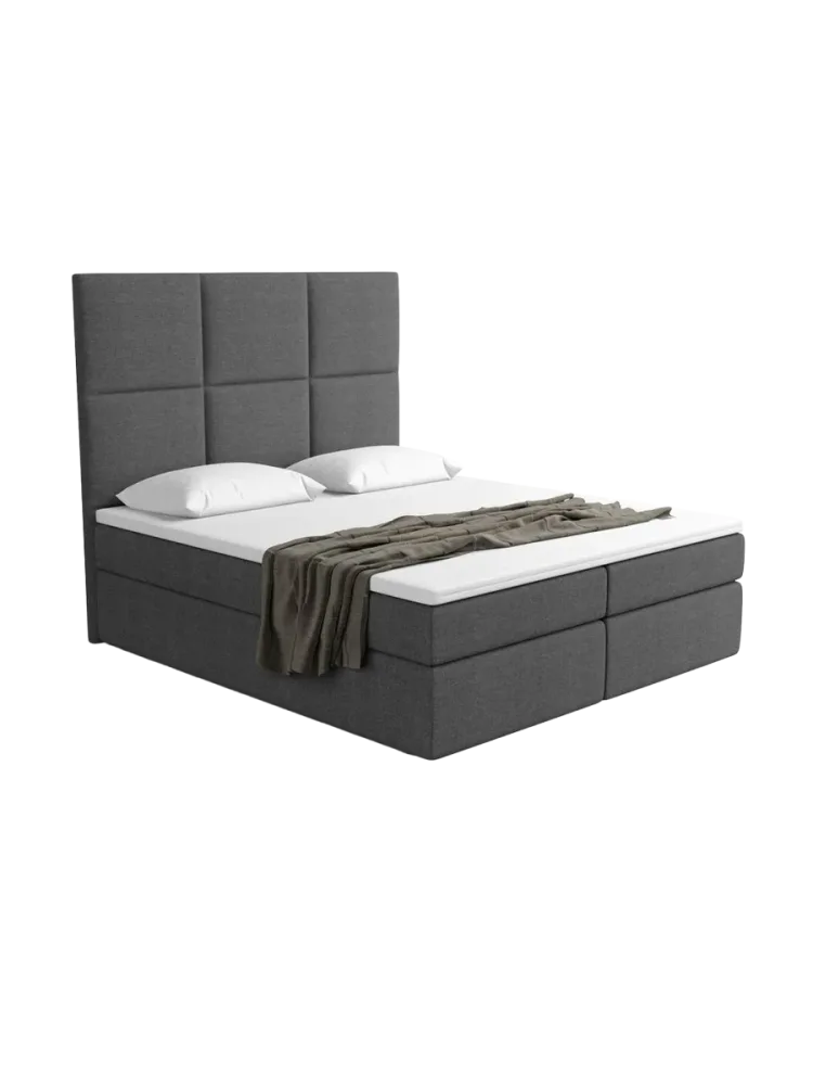 Design Boxspringbett „Maravella“ mit Ablagefach, Webstoff Anthrazit Strukturstoff Anthrazit BLOOMINGLOFT Collection