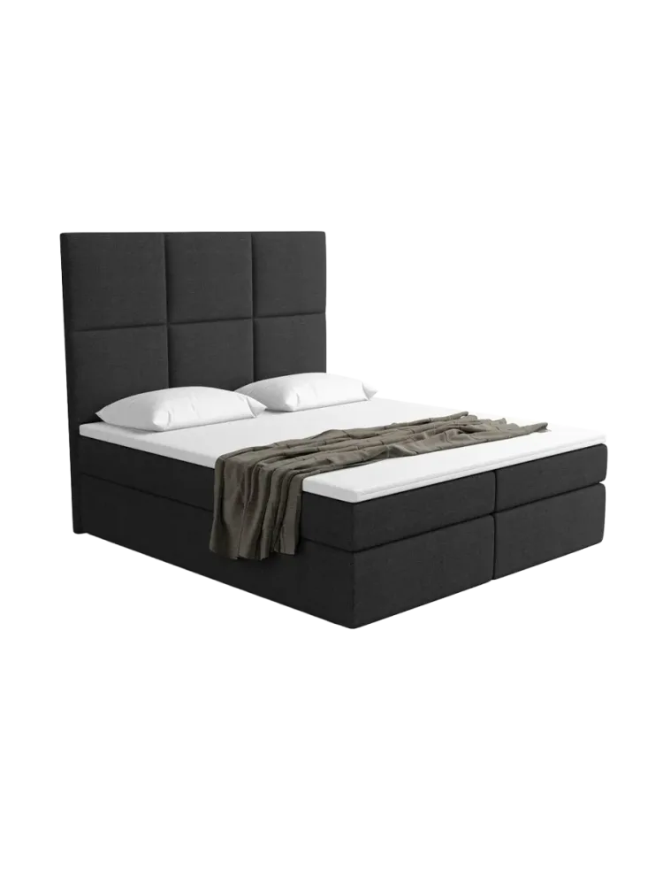 Design Boxspringbett „Maravella“ mit Ablagefach, Webstoff Schwarz Strukturstoff Schwarz BLOOMINGLOFT Collection
