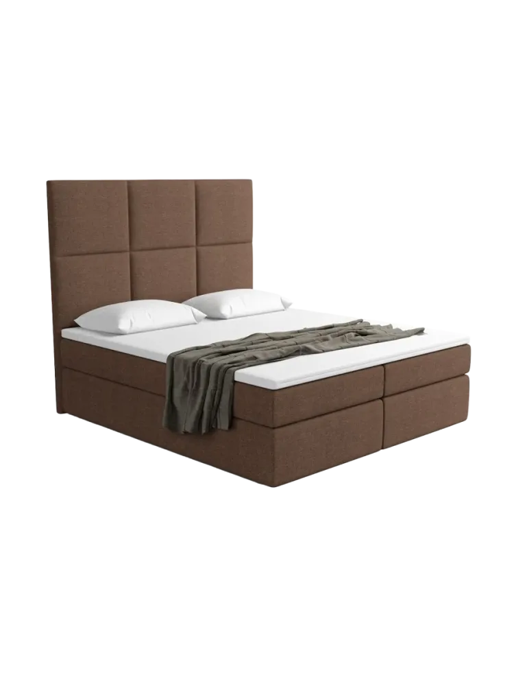 Design Boxspringbett „Maravella“ mit Ablagefach, Webstoff Braun Strukturstoff Braun BLOOMINGLOFT Collection