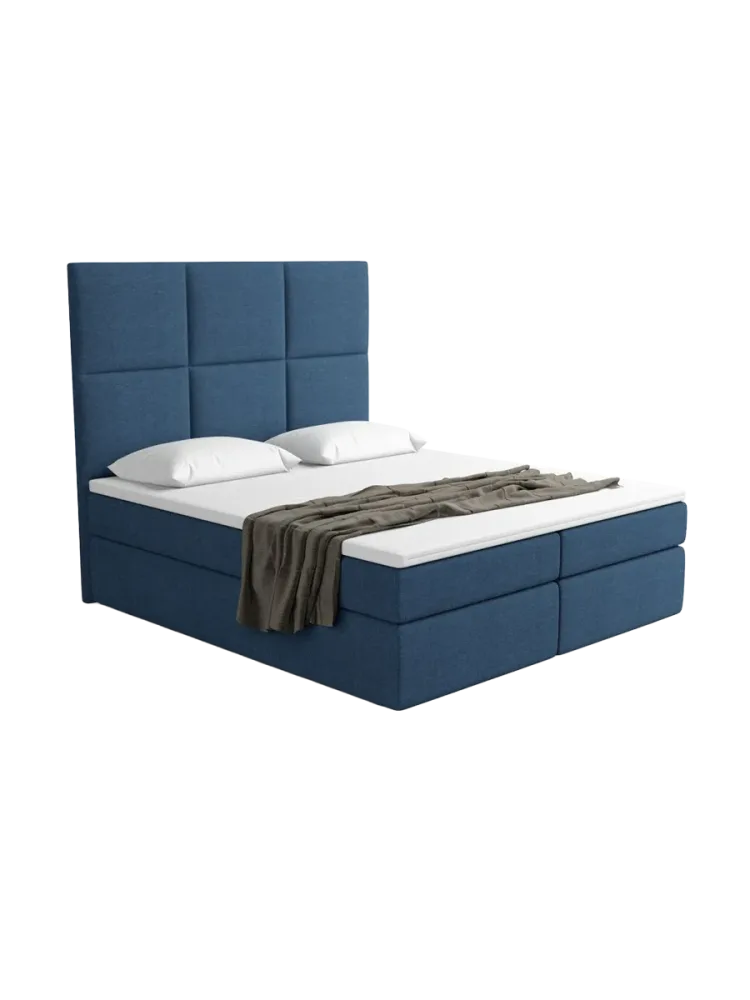 Design Boxspringbett „Maravella“ mit Ablagefach, Webstoff Dunkelblau Strukturstoff Dunkelblau BLOOMINGLOFT Collection