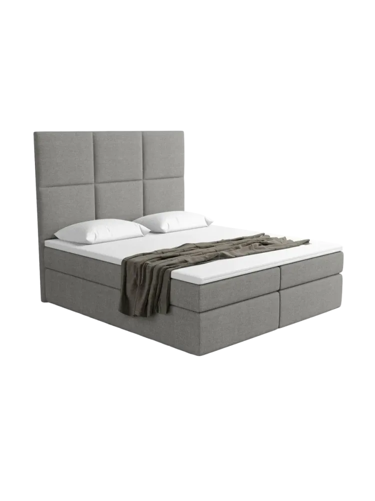 Design Boxspringbett „Maravella“ mit Ablagefach, Webstoff Grau Strukturstoff Grau BLOOMINGLOFT Collection