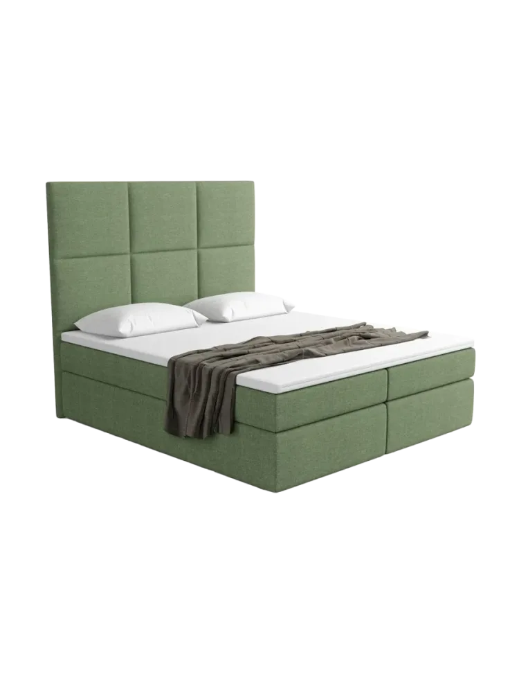 Design Boxspringbett „Maravella“ mit Ablagefach, Webstoff Grün Strukturstoff Grün BLOOMINGLOFT Collection
