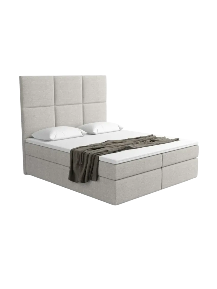 Design Boxspringbett „Maravella“ mit Ablagefach, Webstoff Hellgrau Strukturstoff Hellgrau BLOOMINGLOFT Collection