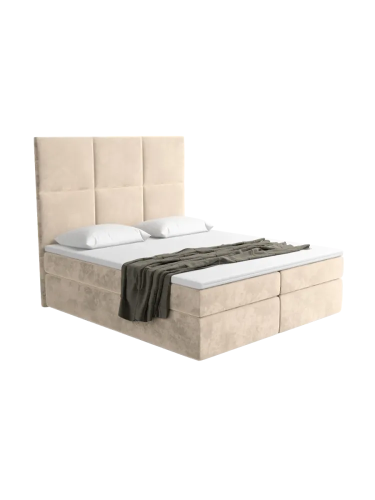 Design Boxspringbett „Palazzo“ mit Ablagefach, Samt Cream BLOOMINGLOFT Collection