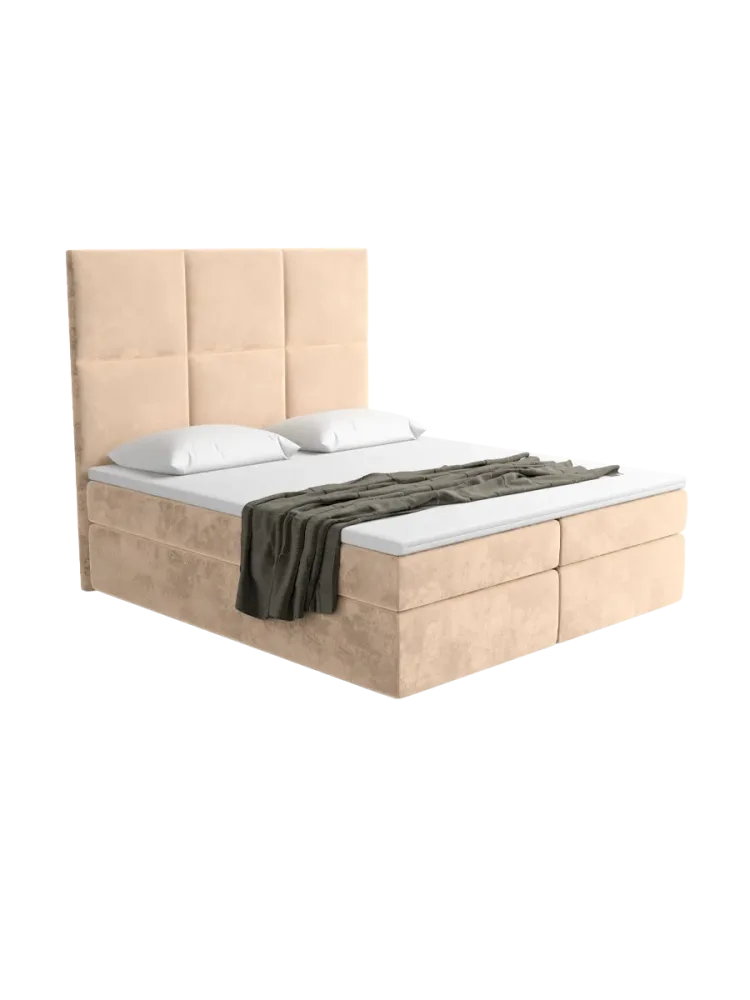 Design Boxspringbett „Palazzo“ mit Ablagefach, Samt Beige BLOOMINGLOFT Collection