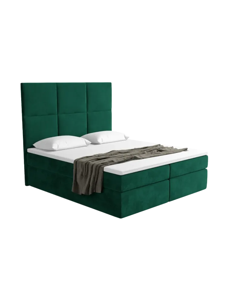 Design Boxspringbett „Palazzo“ mit Ablagefach, Samt Grün BLOOMINGLOFT Collection