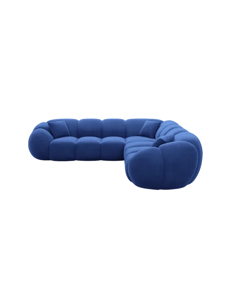 5-Sitzer Design Ecksofa „Panda“ mit Samtbezug Samtbezug Königsblau BLOOMINGLOFT Collection