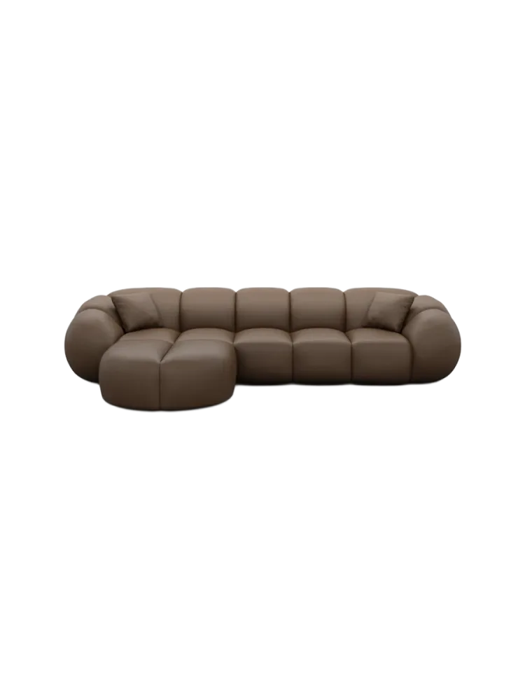 4-Sitzer Design Echtleder Ecksofa „Panda“ Echtleder Dark Brown BLOOMINGLOFT Collection