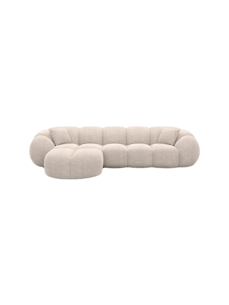 4-Sitzer Design Ecksofa „Panda“ mit Strukturstoff-Bezug Strukturstoff Beige BLOOMINGLOFT Collection