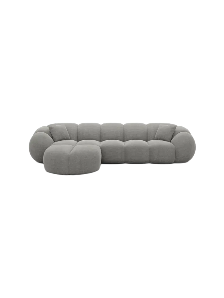 4-Sitzer Design Ecksofa „Panda“ mit Strukturstoff-Bezug Strukturstoff Grau BLOOMINGLOFT Collection