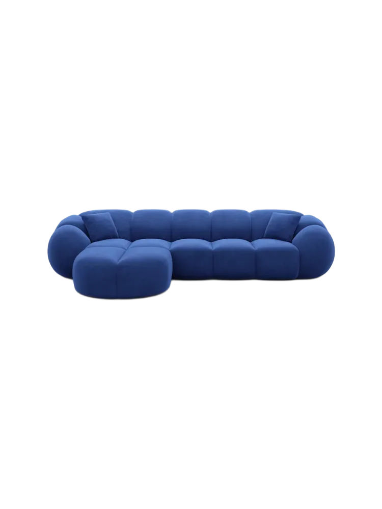 4-Sitzer Design Ecksofa „Panda“ mit Samtbezug Samtbezug Königsblau BLOOMINGLOFT Collection