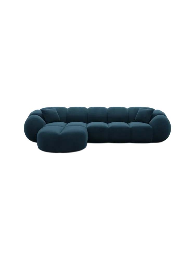 4-Sitzer Design Ecksofa „Panda“ mit Samtbezug Samtbezug Petrol dunkel BLOOMINGLOFT Collection