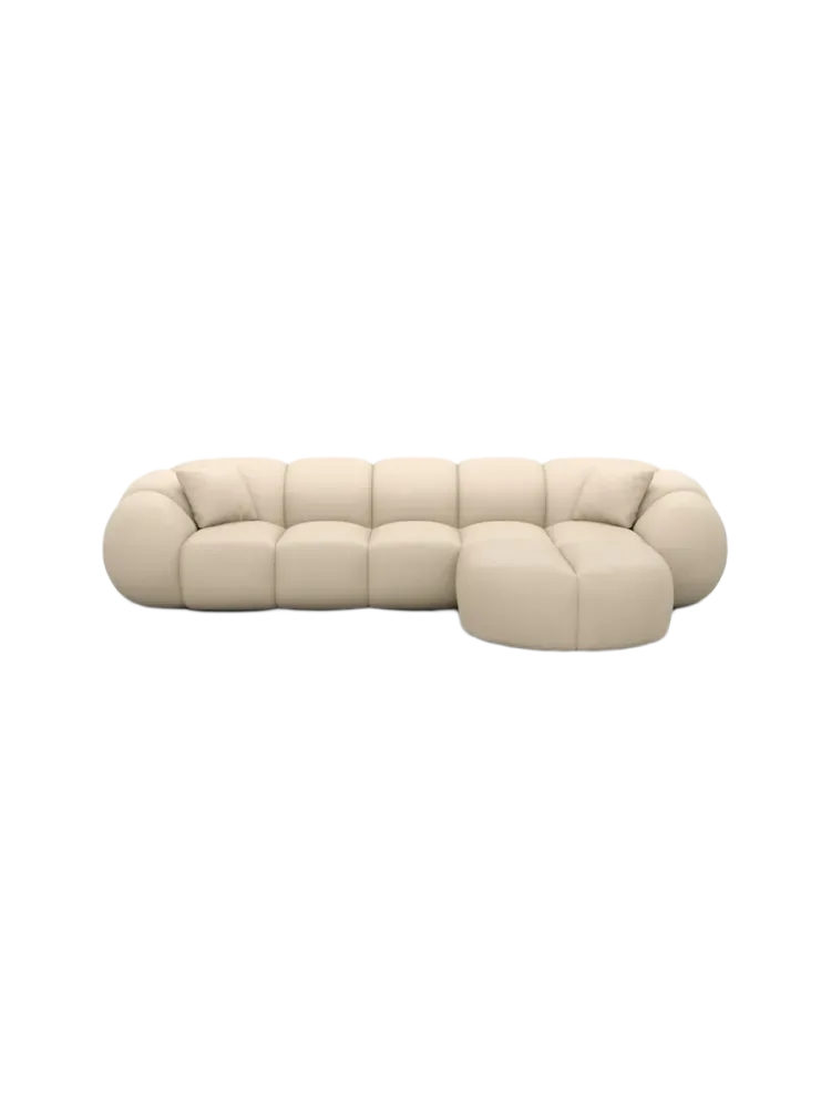 4-Sitzer Design Echtleder Ecksofa „Panda“ Echtleder Beige BLOOMINGLOFT Collection