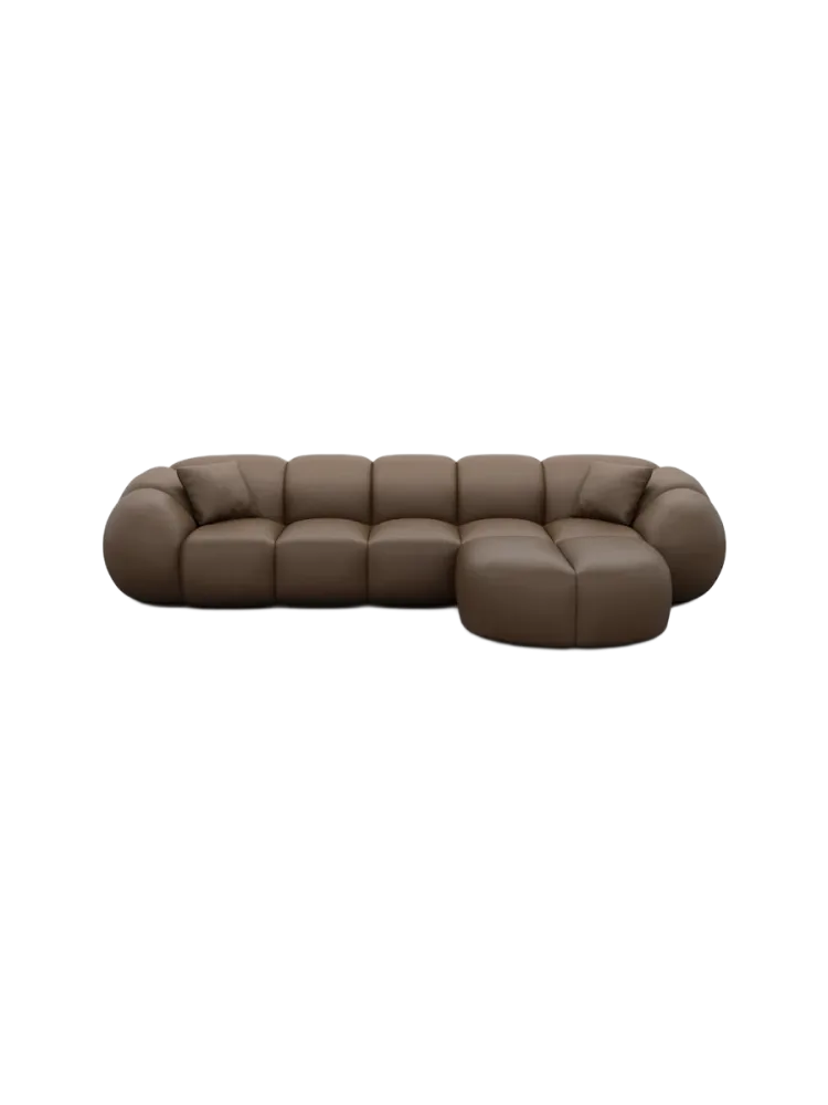 4-Sitzer Design Echtleder Ecksofa „Panda“ Echtleder Dark Brown BLOOMINGLOFT Collection