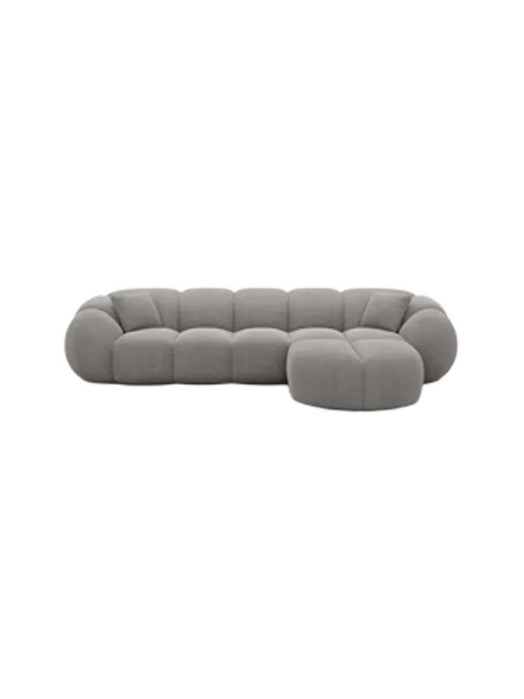 4-Sitzer Design Ecksofa „Panda“ mit Strukturstoff-Bezug Strukturstoff Grau BLOOMINGLOFT Collection