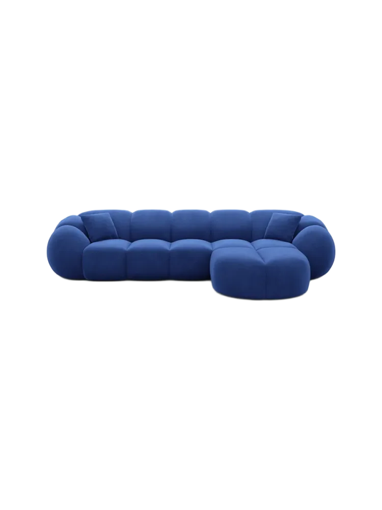 4-Sitzer Design Ecksofa „Panda“ mit Samtbezug Samtbezug Königsblau BLOOMINGLOFT Collection