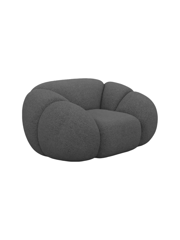 Design Loungesessel „Panda“ mit Bouclé-Bezug Bouclé Graphit BLOOMINGLOFT Collection