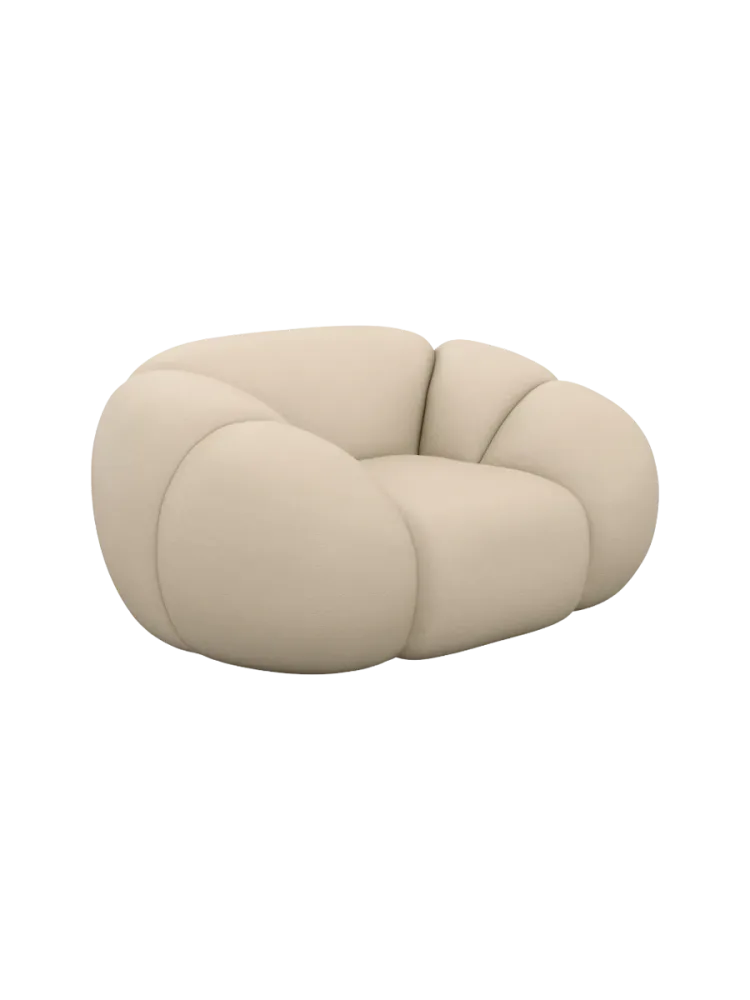 Design Echtleder Loungesessel „Panda“ Echtleder Beige BLOOMINGLOFT Collection