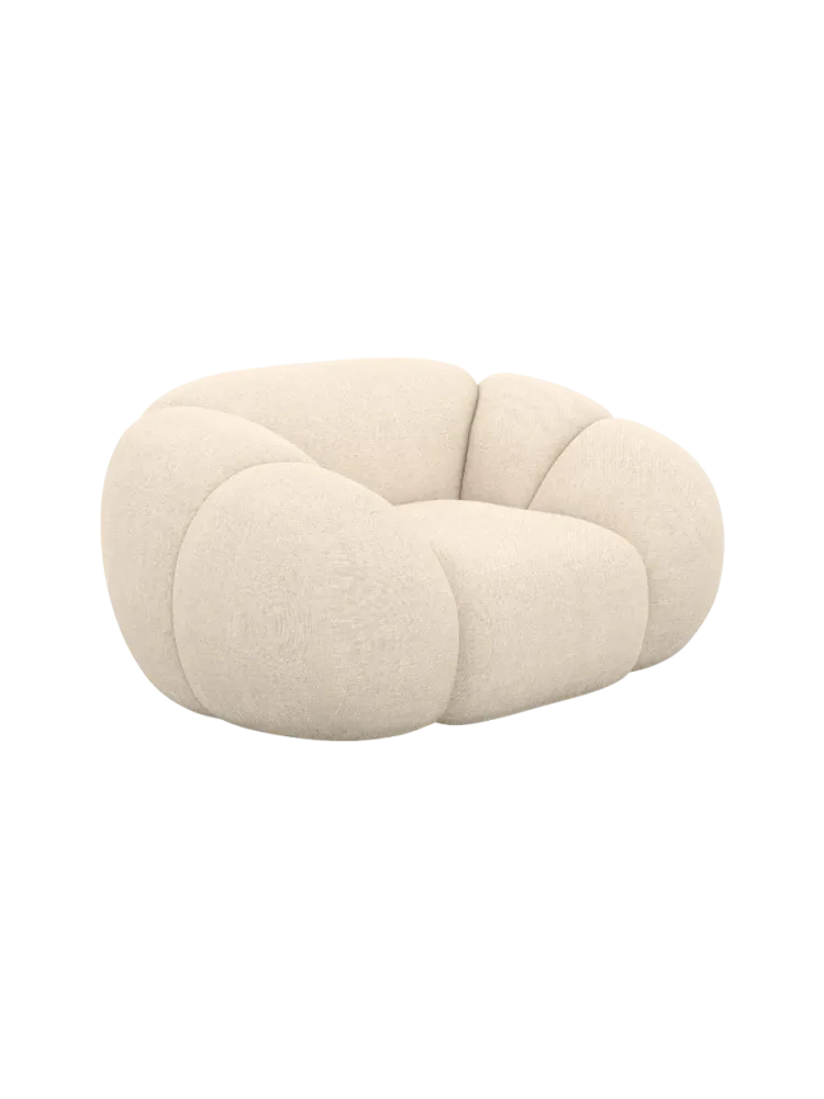 Design Loungesessel „Panda“ mit Strukturstoff-Bezug Strukturstoff Cream BLOOMINGLOFT Collection