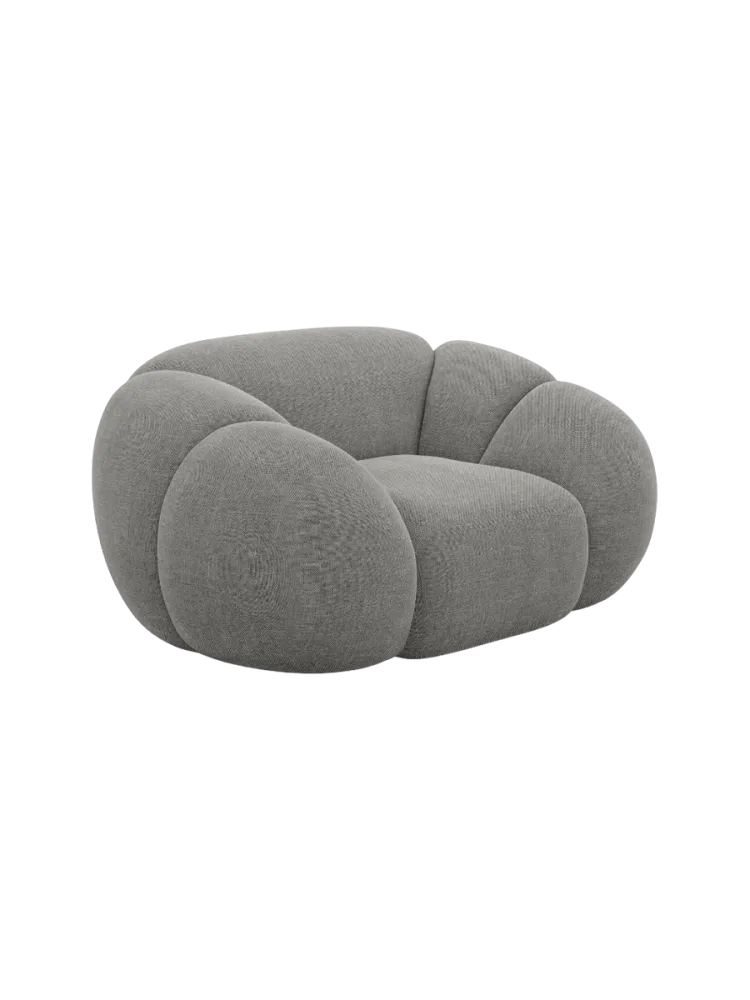 Design Loungesessel „Panda“ mit Strukturstoff-Bezug Strukturstoff Grau BLOOMINGLOFT Collection