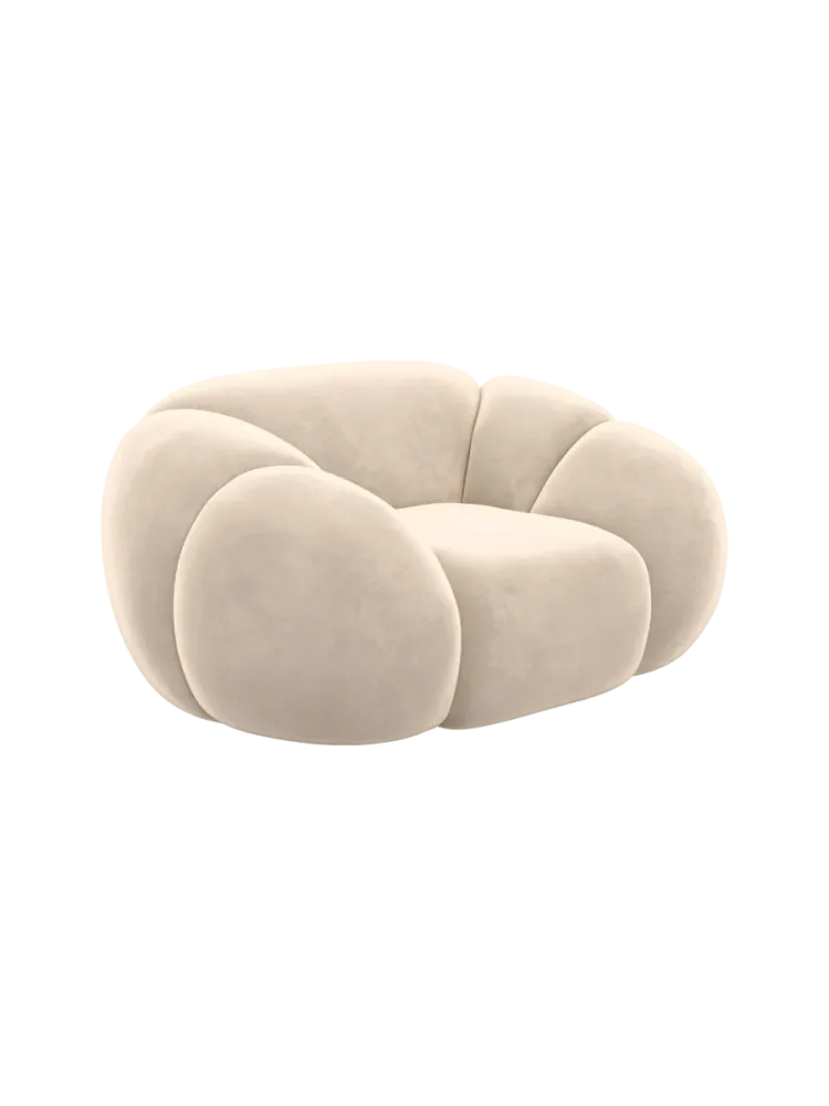 Design Loungesessel „Panda“ mit Samtbezug Samtbezug Cream BLOOMINGLOFT Collection